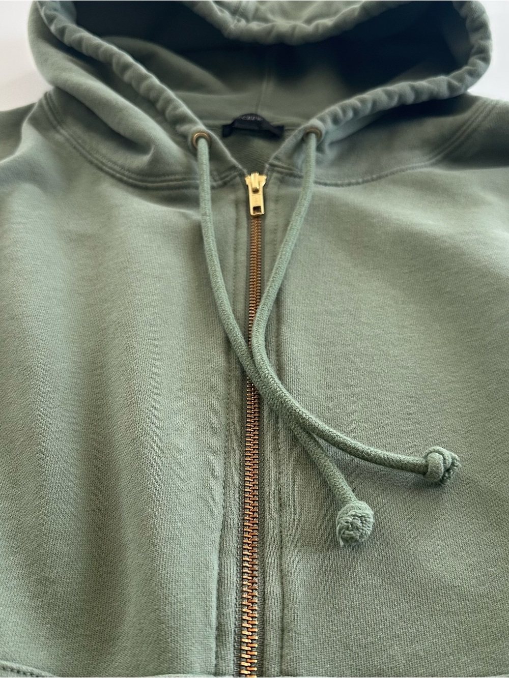 J.Crew University Terry Zip-Up Hoodie with Logo Embroidery in Pale Cypress | XL - Picture 6 of 13
